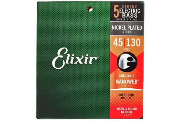 Elixir Nanoweb Bass 5 Longscale Light